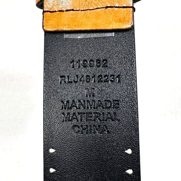 RLJ Faux Leather Tan Belt w/Floral Embroidery - Size M - Picture 7 of 7